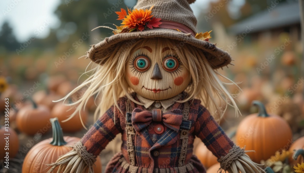 Harvest festival scarecrow pumpkin patch photography autumn close-up whimsical charm Harvest festival scarecrow pumpkin patch photography autumn close-up whimsical charm