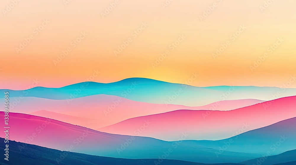 Sunset landscape abstract background concept. Vibrant gradient landscape with soft hills under a colorful sky at sunset. Sunset landscape abstract background concept. Vibrant gradient landscape with soft hills under a colorful sky at sunset.