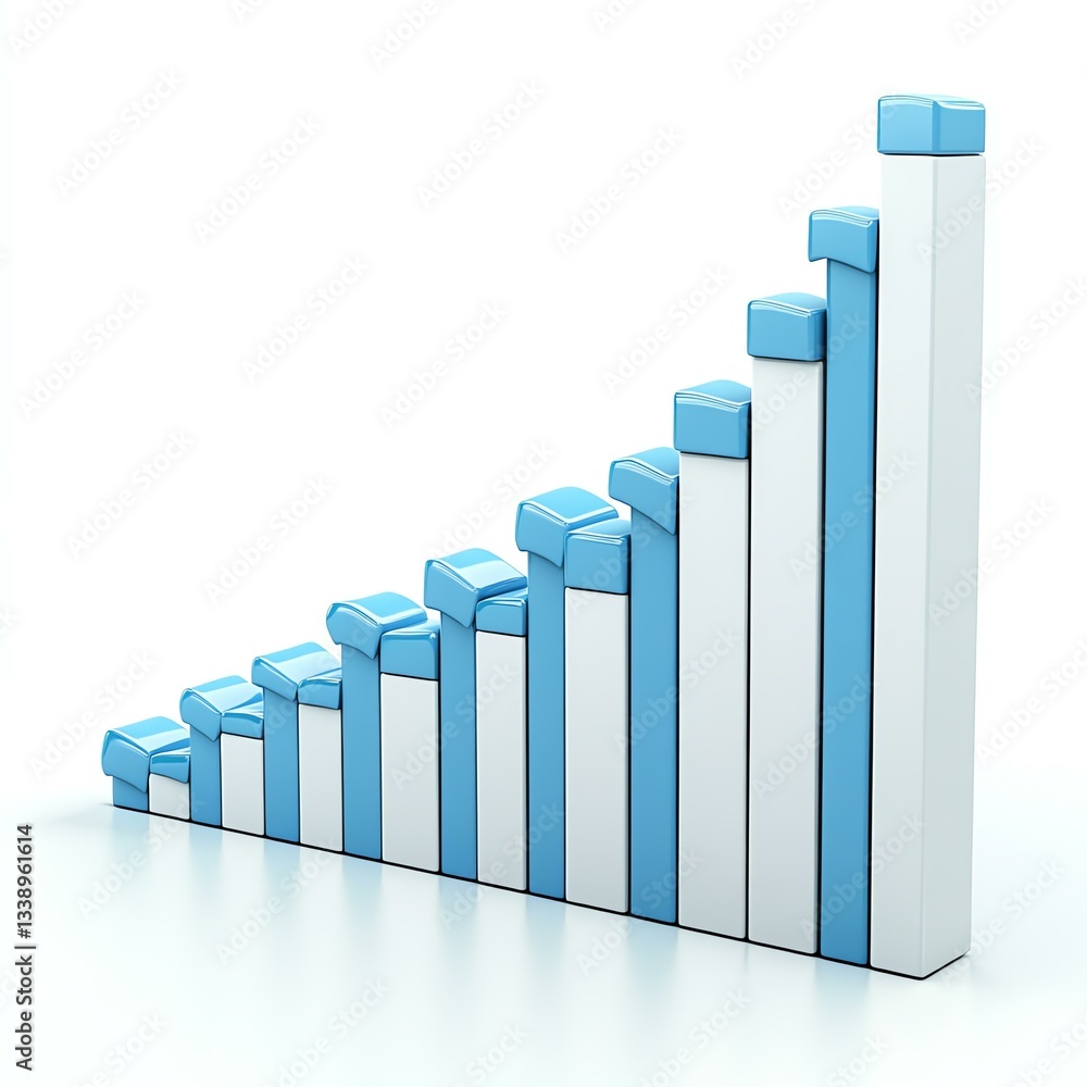 Blue and white growth chart illustration. Blue and white growth chart illustration.