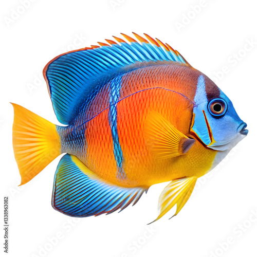 Flame Angelfish: Colorful Reef Fish on transparent background
