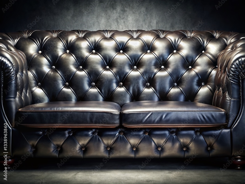 Obraz premium Luxurious Black Leather Couch: Diamond Texture Heritage, Surreal Photography