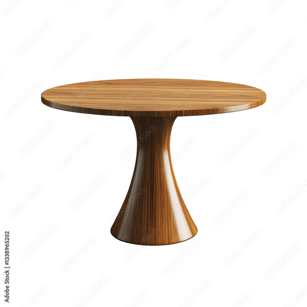 Beautiful round wooden table, suitable for interior decoration in a room or house, isolated on a white background. Beautiful round wooden table, suitable for interior decoration in a room or house, isolated on a white background.