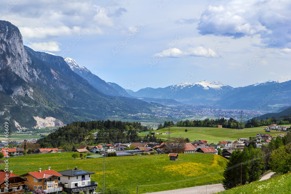 Scenic European village in mountains landscape Scenic European village in mountains landscape