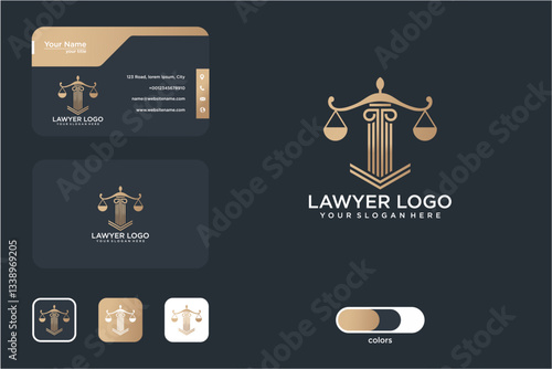 Law Firm Logo And Business Card Design Template