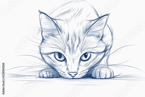 Wallpaper Mural a black and white drawing of a cat's face with a sad look on its face and eyes Torontodigital.ca