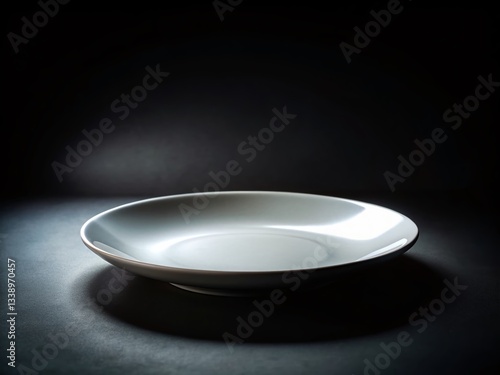 Low Light Photography: White Plate on Black Background - Minimalist Still Life