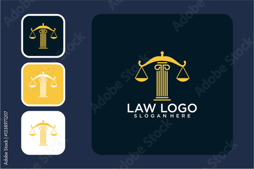 Law Logo Design Template With Scales Of Justice