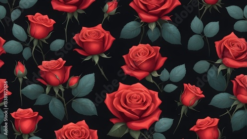 Wallpaper Mural seamless pattern with roses Torontodigital.ca