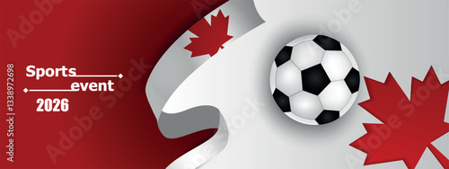 Soccer banner 26, bright colors, vector illustration. Sports competitions in USA, Canada and Mexico 2026