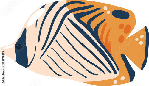 Striped aquarium fish vector illustration