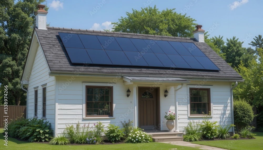 Modern residential architecture with solar panels Modern residential architecture with solar panels