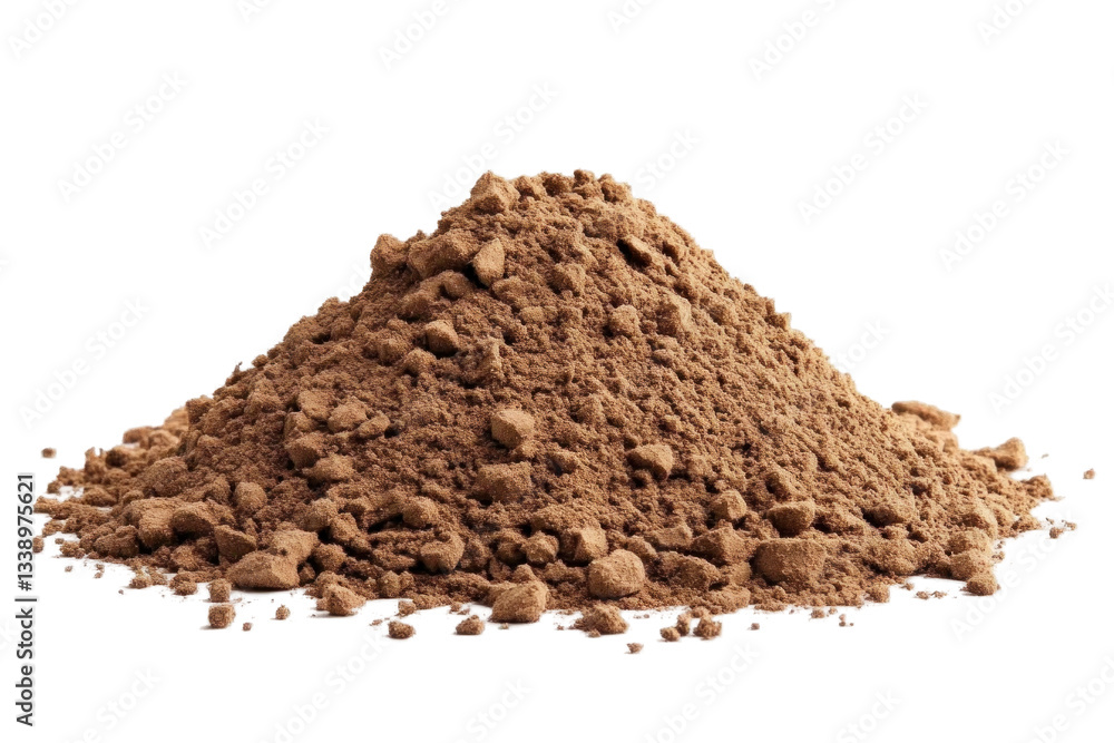 Pile of soil scattered isolated on a white backround. cutout and no shadow Pile of soil scattered isolated on a white backround. cutout and no shadow