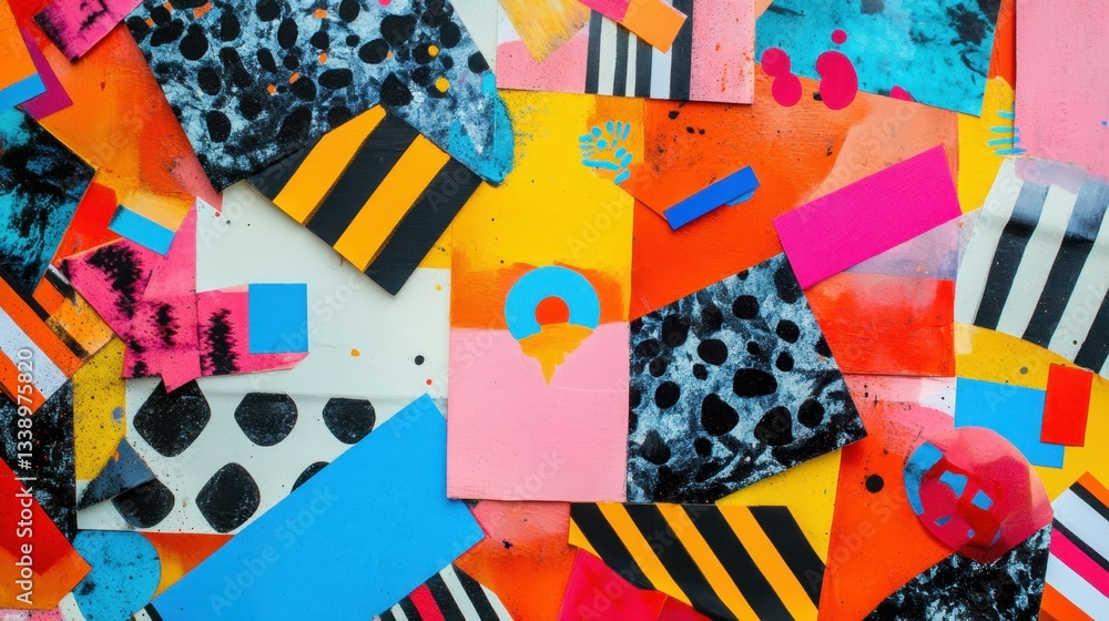 Obraz premium Abstract background of maximalism design trend of the year. Bright and colorful colors.