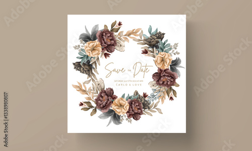 Elegant Watercolor Floral Wedding Invitation with Rustic Accents