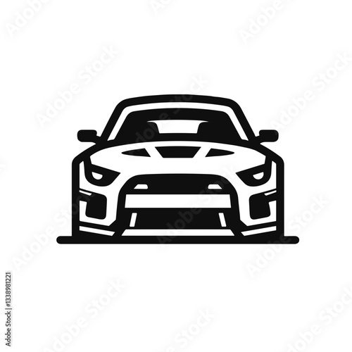 Stylish sports car front view, modern design and performance