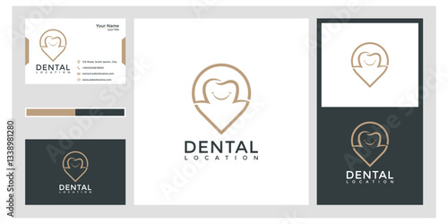 Minimalist Beige Dental Logo Design With Business Cards