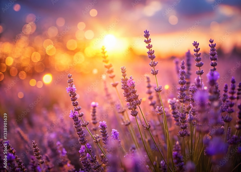 Obraz premium Lavender Field Background for Beauty Product Photography - Bokeh Effect