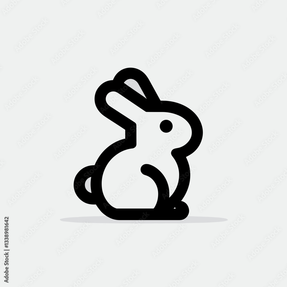 Fototapeta premium Minimalist rabbit illustration sitting, springtime symbolism