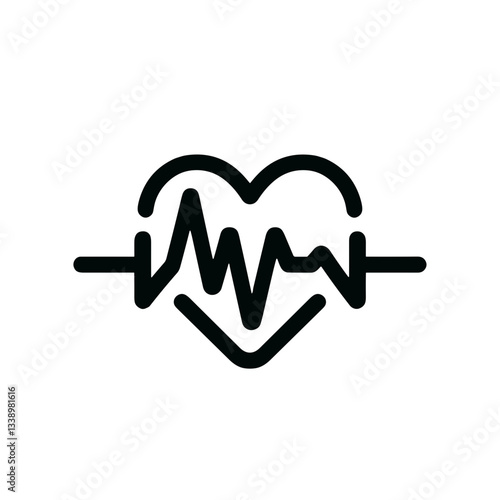 Heartbeat symbol with ECG line, health and wellness concept