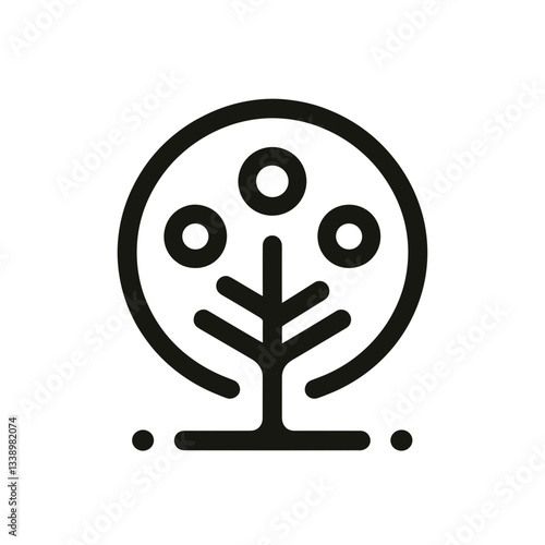 Stylized tree logo design, nature representation, sustainability concept
