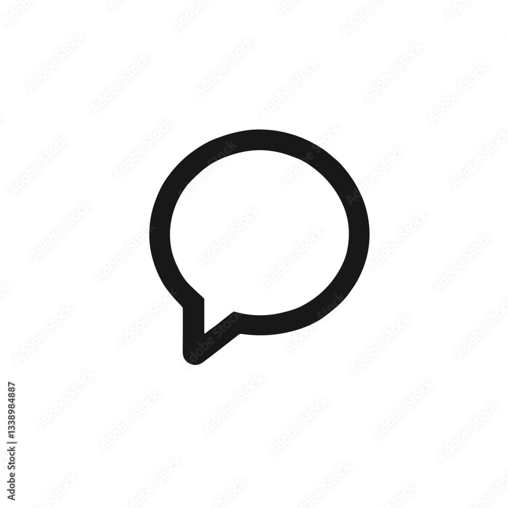 Minimalist speech bubble icon on plain background, communication symbol Minimalist speech bubble icon on plain background, communication symbol