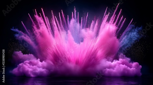 Pink explosion with smoke in space