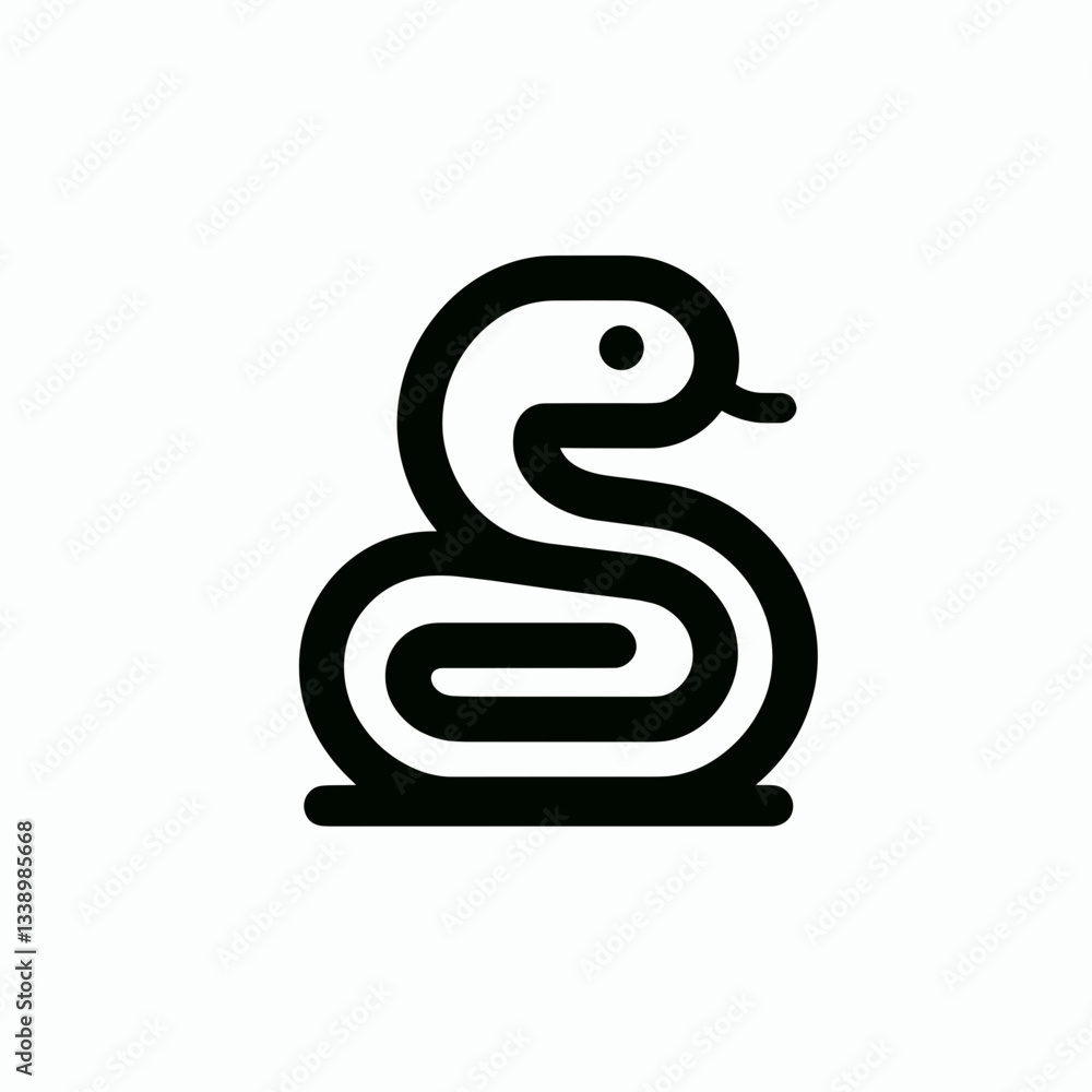 Stylized snake illustration on light background, minimalist design Stylized snake illustration on light background, minimalist design