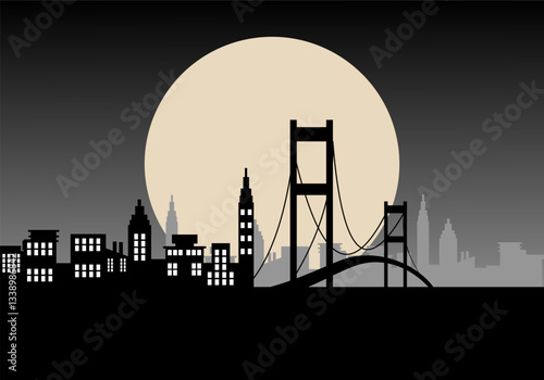 Vector illustration of city silhouette panorama landscape