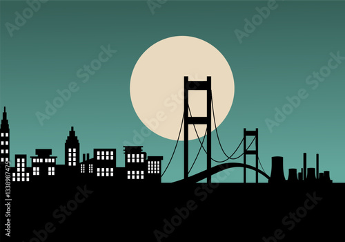 Vector illustration of city silhouette panorama landscape