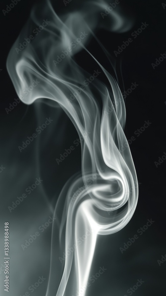 Elegant curling tendrils of smoke drifting slowly into the air in a serene environment Elegant curling tendrils of smoke drifting slowly into the air in a serene environment