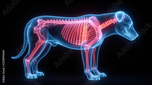 Wallpaper Mural X ray image of dog showcasing its skeletal structure in vibrant colors Torontodigital.ca
