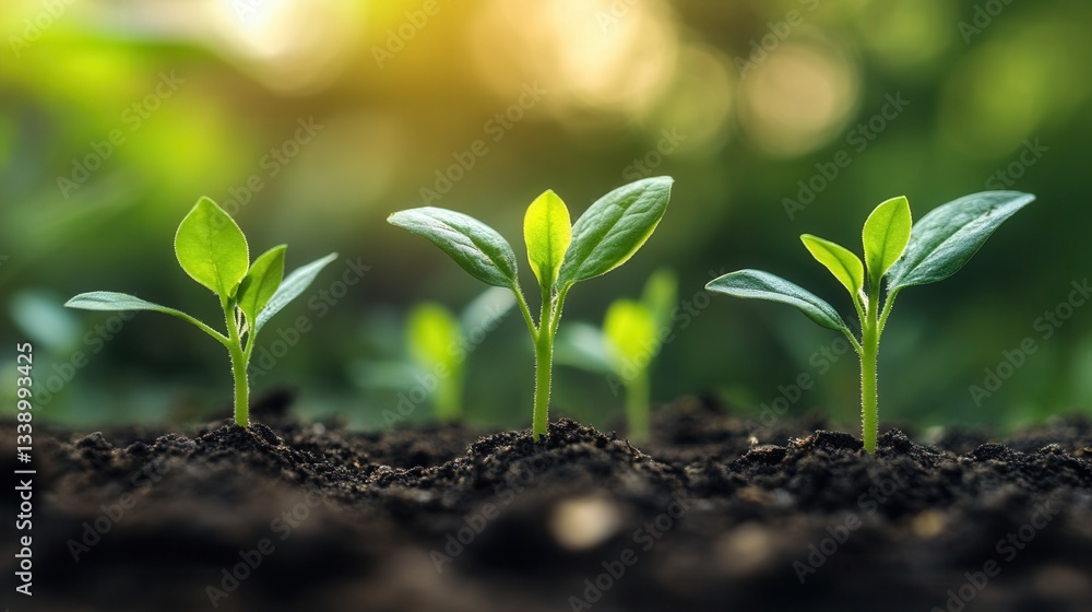 Close-up of small sprouts symbolizing new beginnings and growth. Close-up of small sprouts symbolizing new beginnings and growth.