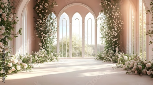 wedding background fantasy and luxury with flower generative AI