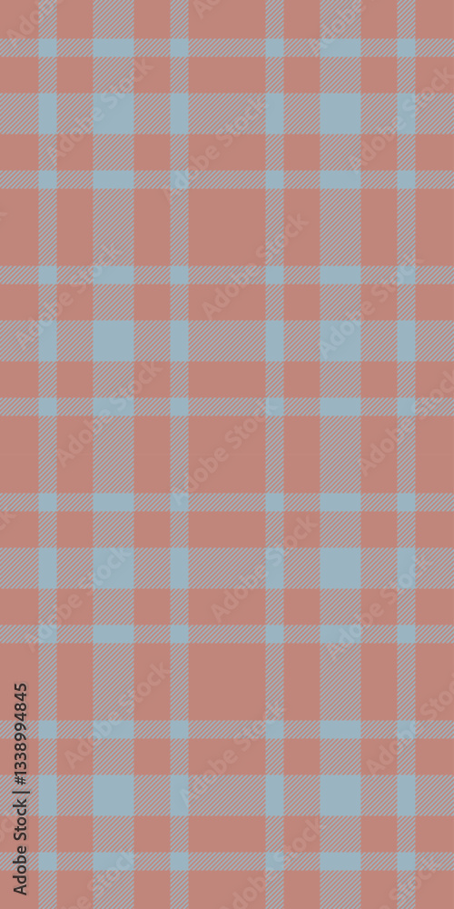 Obraz premium Soft coral and light blue plaid pattern. Perfect for textile design, backgrounds, or website design. A subtle yet stylish texture, evoking feelings of calm and comfort.