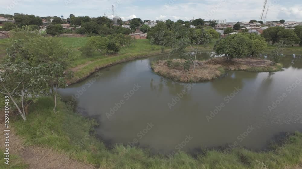 Aerial View of a Peaceful Lagoon with a Central Island 2 Aerial View of a Peaceful Lagoon with a Central Island 2