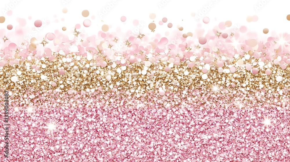 Pink, Gold Glitter Gradient, Festive Background Pink, Gold Glitter Gradient, Festive Background