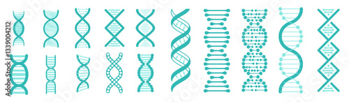 Set of DNA icons. Life gene model bio