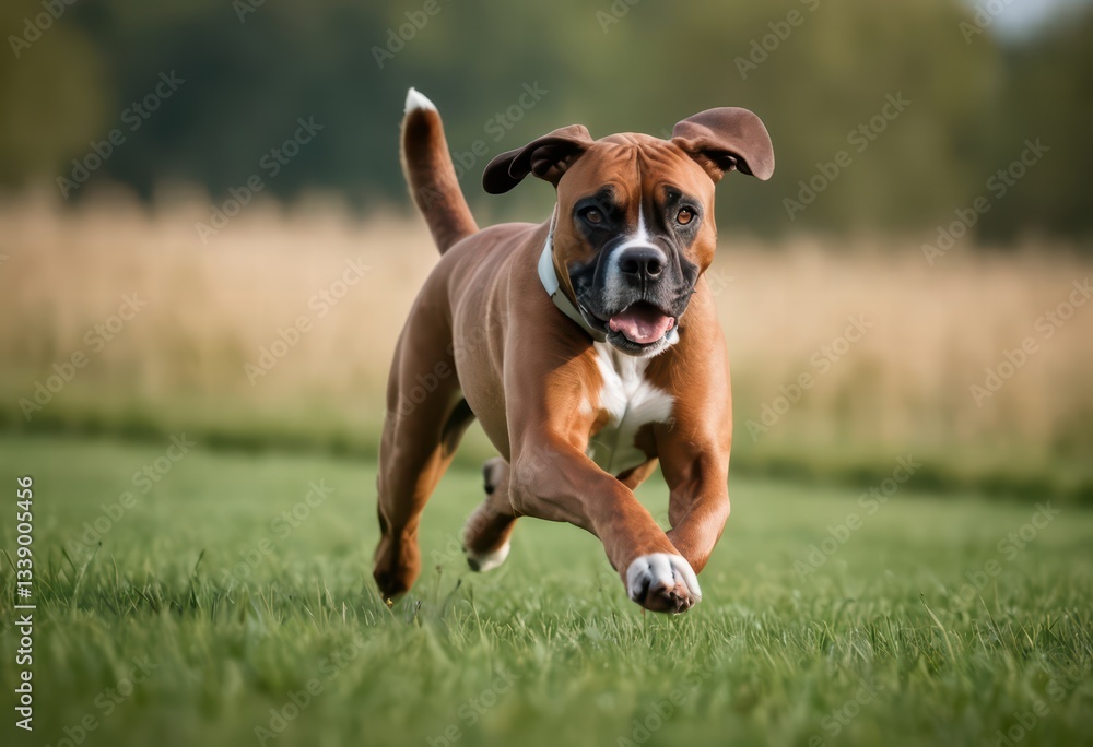 boxer breed dog running in natural meadown, doggy playing outdoors in the countryside, canine purebred happy on the nature boxer breed dog running in natural meadown, doggy playing outdoors in the countryside, canine purebred happy on the nature