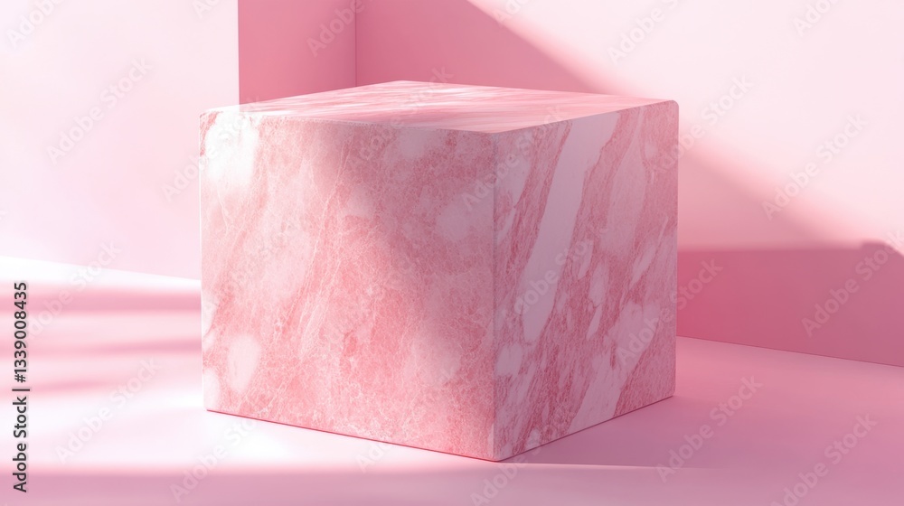Pink marble block on pink background, showcasing elegant and modern design. Standout contrast and aesthetic appeal Pink marble block on pink background, showcasing elegant and modern design. Standout contrast and aesthetic appeal