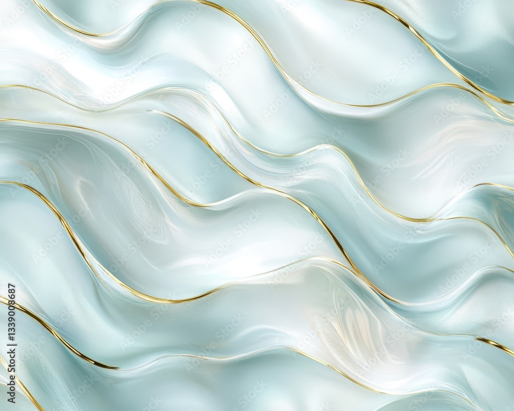 Obraz premium Abstract vintage wave motifs with a soft pearlescent sheen and gold edges