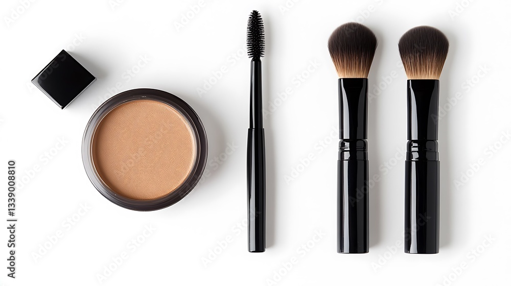 Makeup tools lying on table for commercial Makeup tools lying on table for commercial