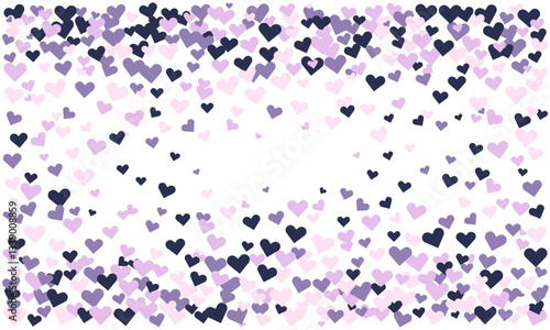 Romantic pastel purple and navy hearts confetti background. Perfect for Valentines Day, wedding invitations, or any celebratory design needing a touch of love and whimsy.