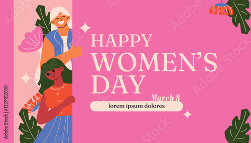 International Women's Day celebrated, Women's right Vector banner, flyer, poster and social medial template design.