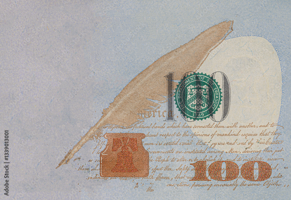 U.S. 100 dollar border with empty middle area