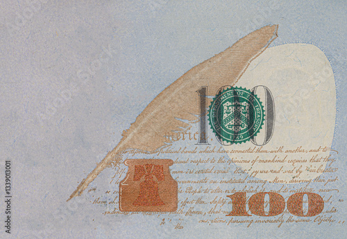 U.S. 100 dollar border with empty middle area