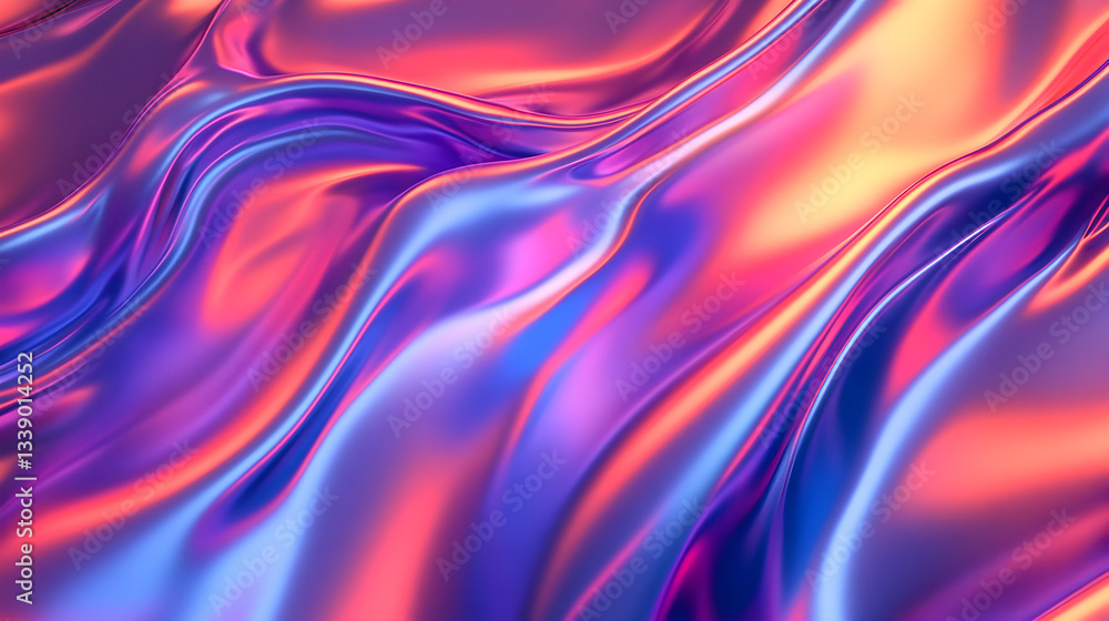 Fototapeta premium holographic waves forming fluid organic patterns in a luminous gradient 
