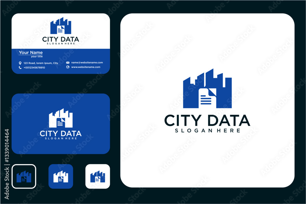 Naklejka premium Modern Corporate Business Card And Logo Design Kit For City Data