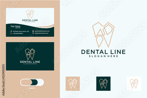 Modern Dental Line Logo Design Business Cards