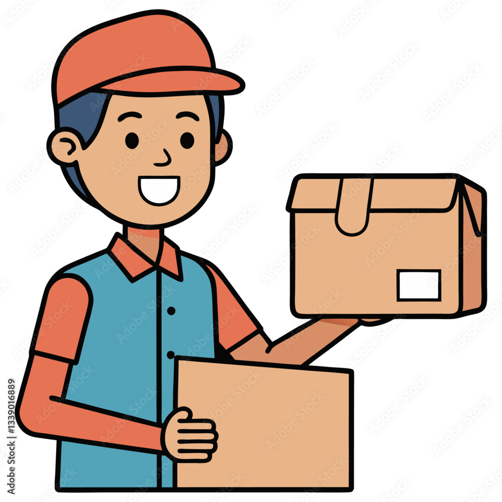 Happy delivery man with multiple packages
Happy delivery man with multiple packages