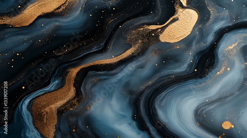 A majestic abstract design with luminous gold accents over a dark indigo gradient.